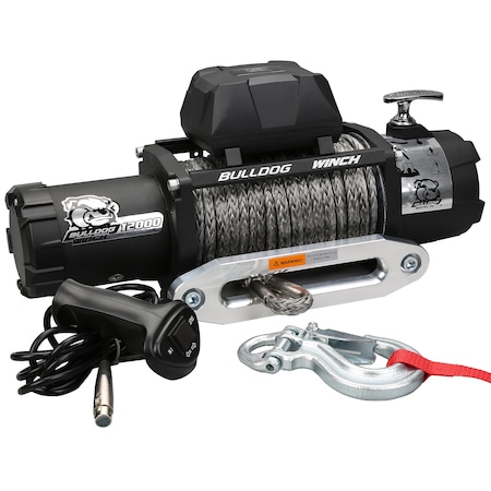 BULLDOG WINCH 12000lb Winch, 100ft Synthetic Rope, Aluminum Frld 10046